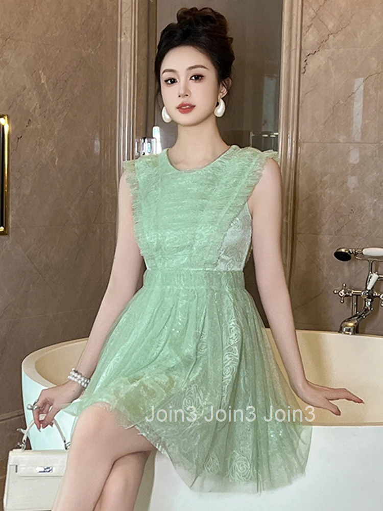 New Summer Fashion Casual Lace Floral Vacation Evening Dress Women Clothes Sweet Sleeveless Slim A-Line Mini Short Party Vestido