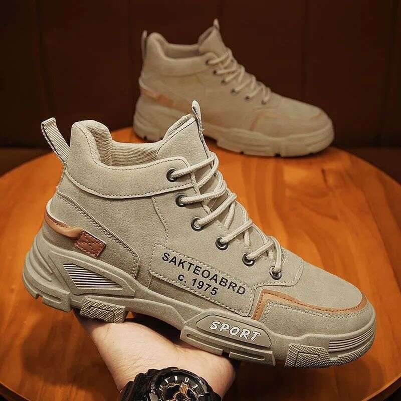 Men's Martin Spring And Autumn New Breathable High-Top British new Style Work Shoes Short Boots Casual Sneakers