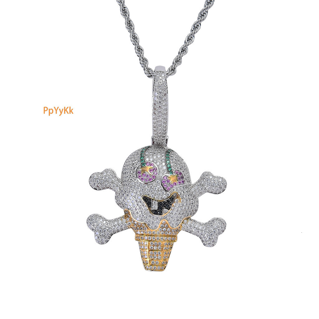 Hip Hop Moissanite Pendant Cartoon Unique Pirate Ice Cream Pendant Iced Out Trendy Brand Necklace Jewelry Pass the diamond tester