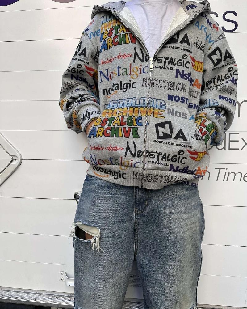 Men's Hoodies Harajuku Casual Print Women Grunge Streetwear Zip Up Clothes Sweatshirt Tops Goth Oversized Hoodie Men Clothing