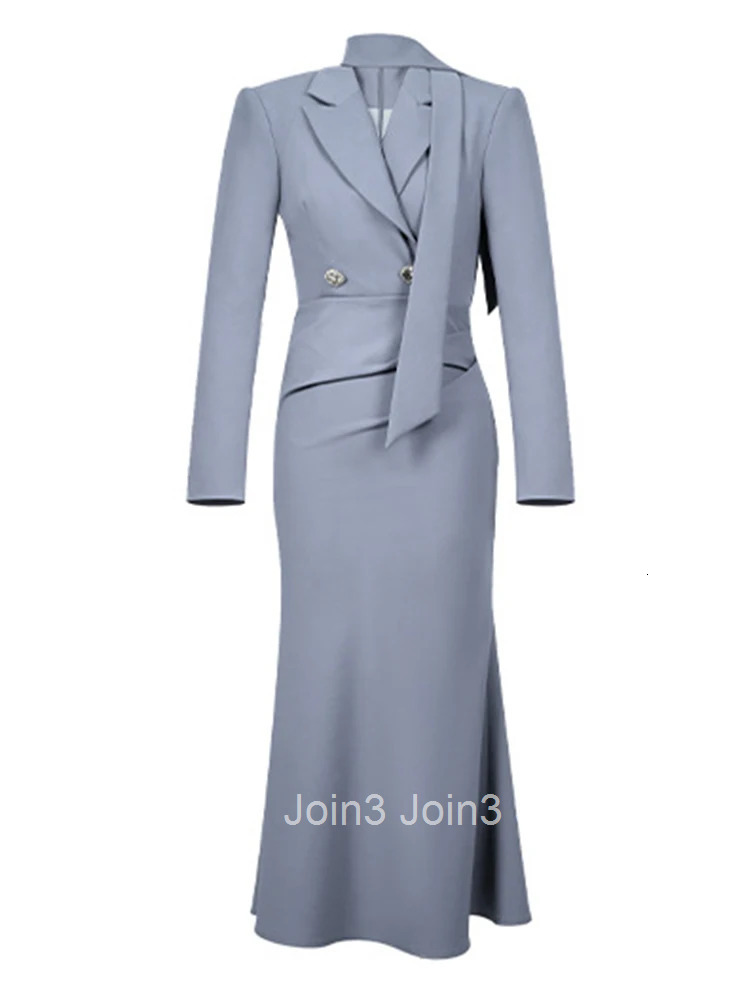 Women Clothes Business Formal Occasion Long Sleeve Slim Midi Fishtail Dress Elegant Ladies Fashion Vestido Robe Femme Spring New