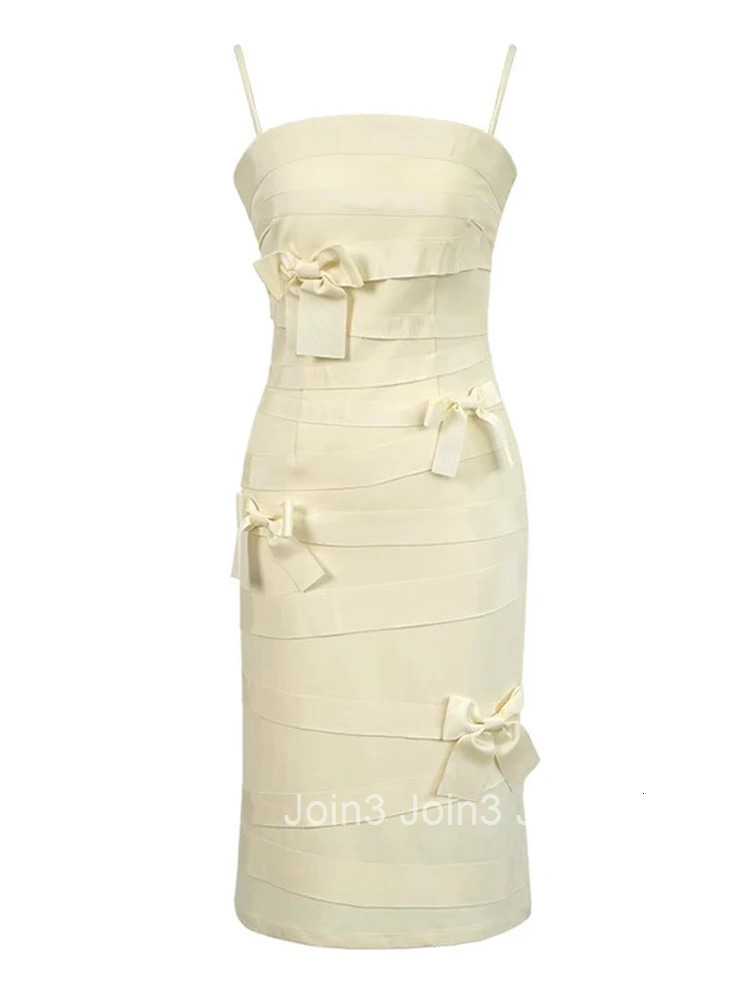 New Autumn Winter Chic Bow Pencil Dress Women Ladies Clothing Elegant Pretty Sexy Strap Slim Midi Party Prom Robe Mujer Vestidos