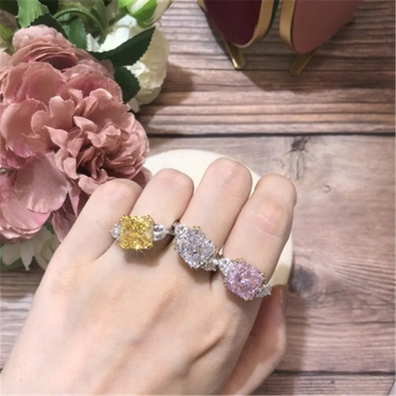 CC Fine Jewelry Rings For Women Yellow Cubic Zirconia Wedding Engagement Ring Silver Color Drop CC1665 250617