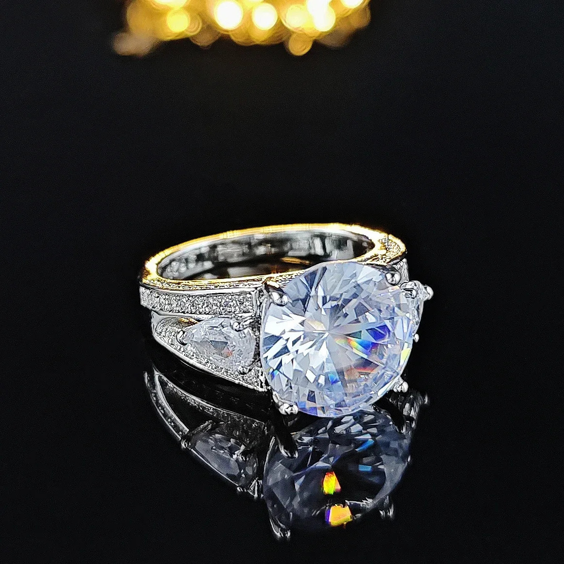 Big Round Cubic Zircon 4 Claw Setting Rings for Women Engagement Wedding Bands Modern Fashion Jewelry Size 6-10 Wholesale 688 250617