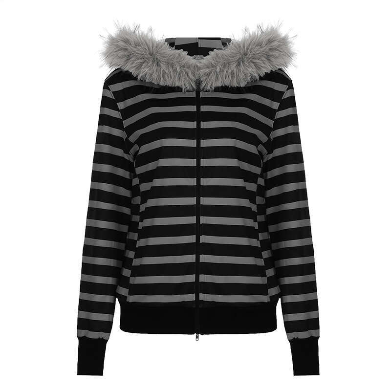 Autumn Winter Women's Fashion Faux Fur Patchwork Hooded Warm Solid Color Zipper Short Cardigan Jacket B5