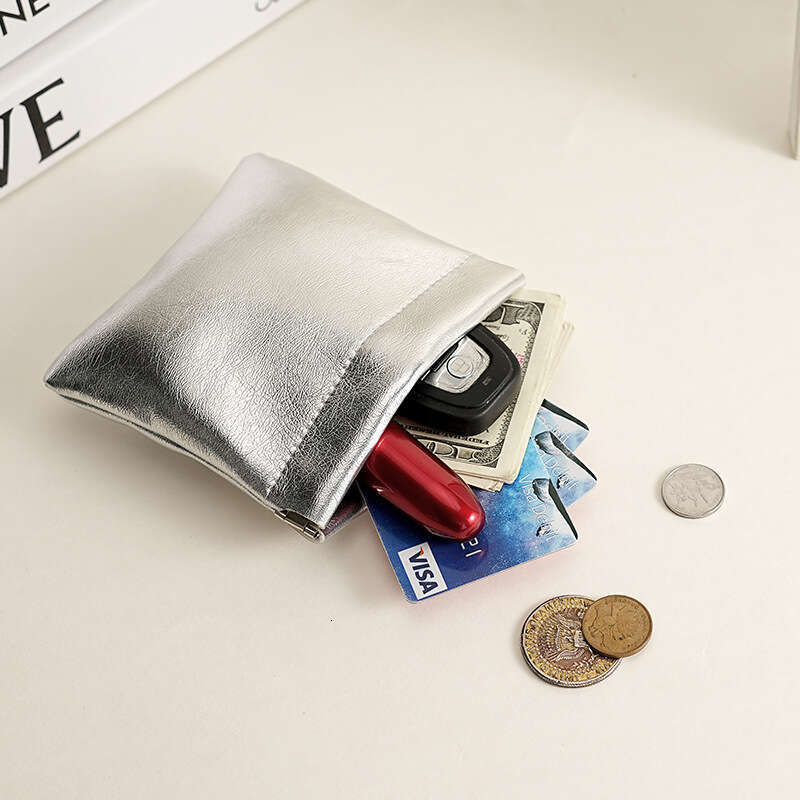 Light Luxury Super Cool Small Silver Wallet Simple High-end Waterproof Coin Makeup Portable Lipstick Storage Bag
