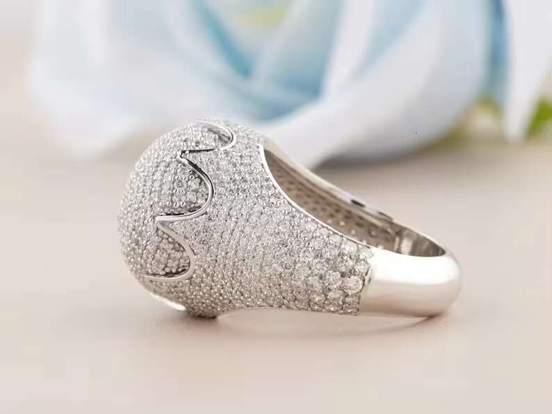 Premium Iced out Moissanite Diamond Hip Hop Ring Custom Name Silver Ring with Real Moissanite Gemstone