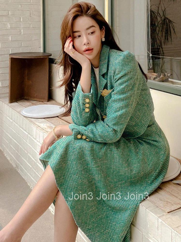 Fashion Work Style Formal 2 Pieces Outfits Women Clothes Elegant Commute Short Tops Coat Jacket Outwear And High Waist Skirt Set