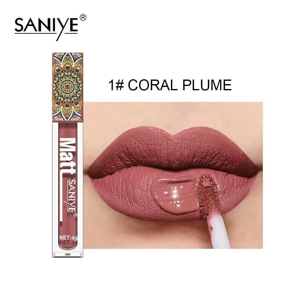 SANIYE Brand Makeup Nude Lip Gloss Waterproof Liquid Matte Lipstick Long Lasting 4g Quick Dry Red Lip Gloss Cosmetics XJ250623