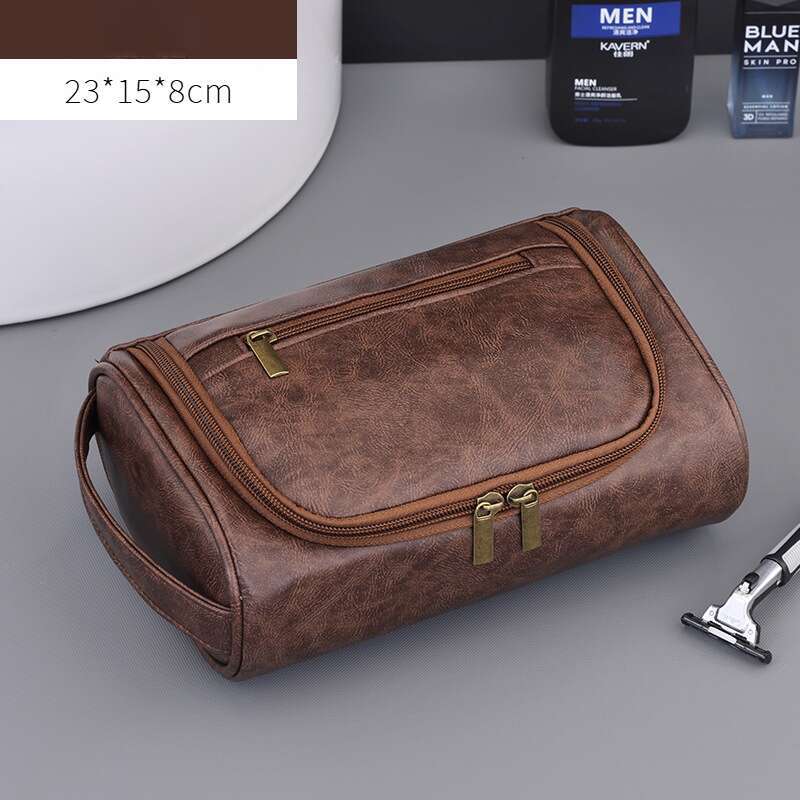 New Men's PU Handheld Makeup High-End Large Capacity Waterproof Portable Travel Toiletry Bag