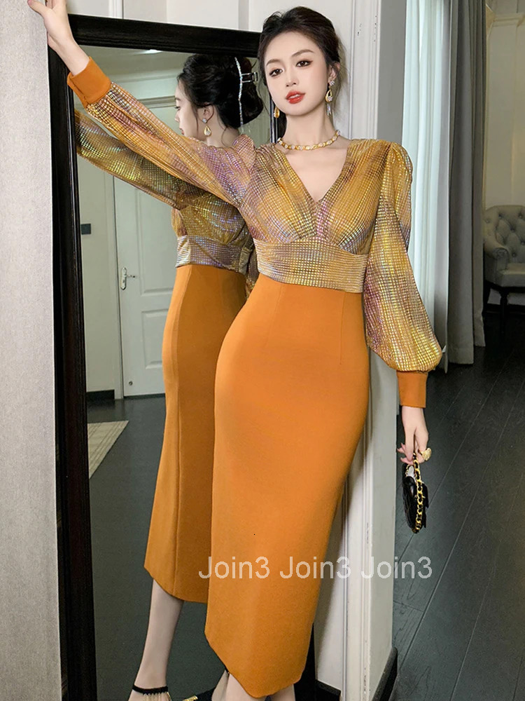 Spring Fashion Lady Work Style Formal Occasion Pencil Dress Women Clothing Elegant Office V-Neck High Waist Slim Midi Vestidos