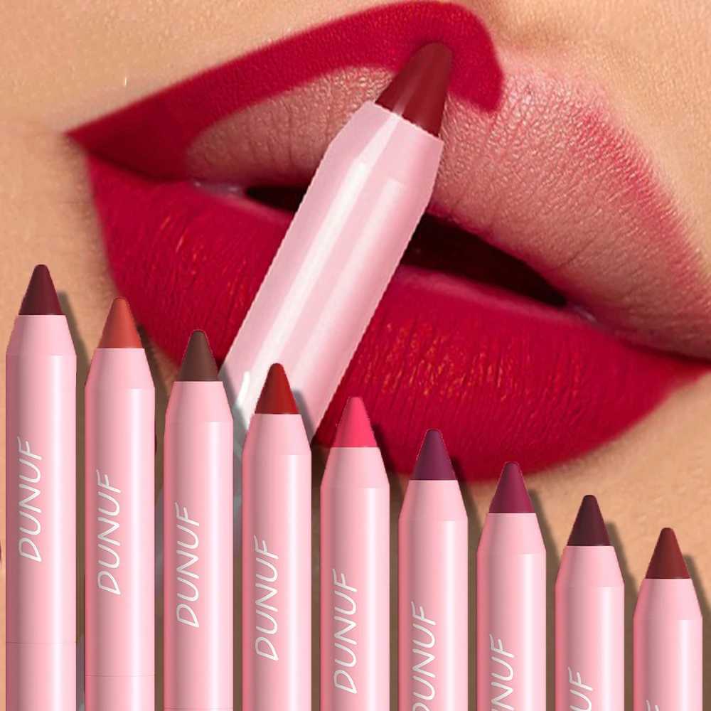 18-Colors Lipstick Pencil Waterproof Sexy Red Matte Contour Tint Lipstick Lasting Non-stick Cup Lipliner Pen Lip Makeup Cosmetic XJ250623