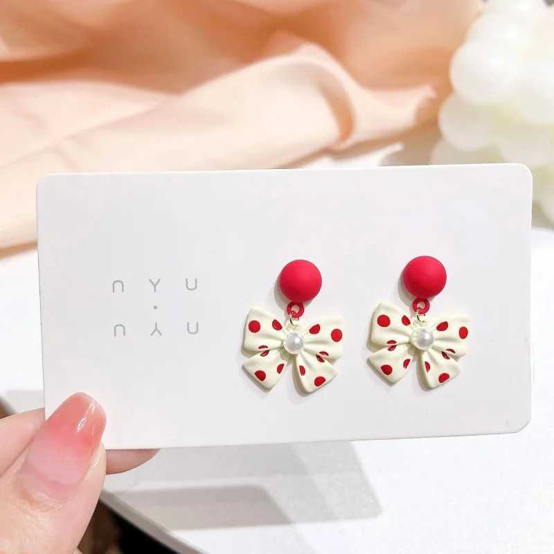 1 Pair Fashion Bowknot Imitation Pearl Cute Zinc Alloy Drop Earrings for Women Party Wedding Jewelry Accessories 2024 XJ250623