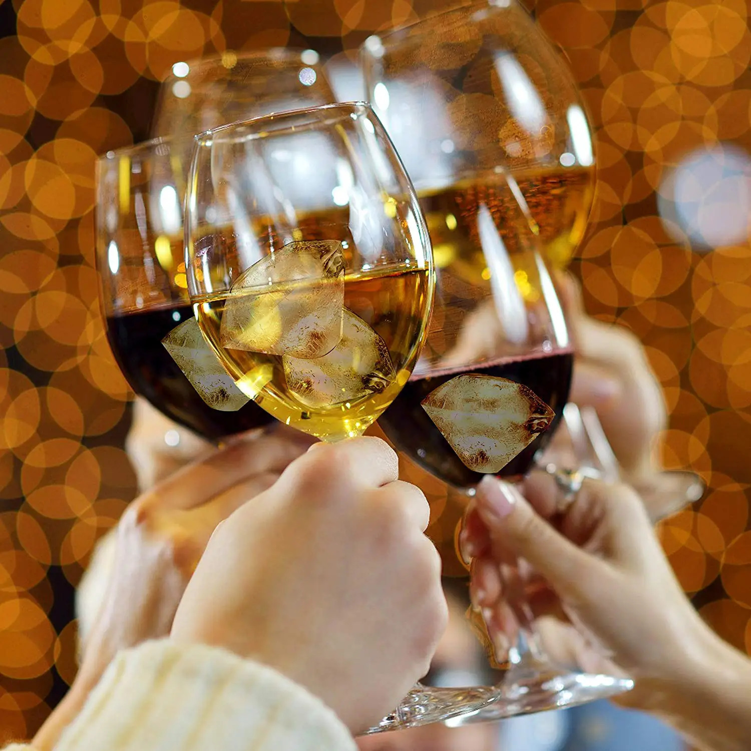 LMETJMA Reusable Diamond Ice Cube Mold Silicone Whiskey Ice Cube Tray for Chilling Cocktails Stackable Flexible Safe JT12 250623