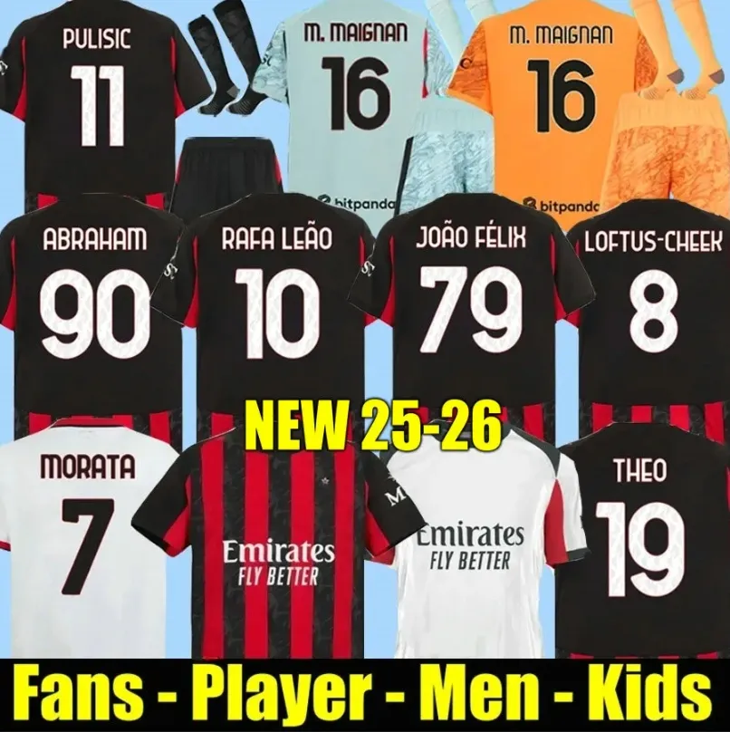 25 26 Maglia MilAn GIROUD 125 Year RAFA LEAO PULISIC Soccer Jersey Kid Kit long sleeve Home Away 3rd Football Shirts Calcio Maillot TOMORI THEO Pleasures Fourth AC
