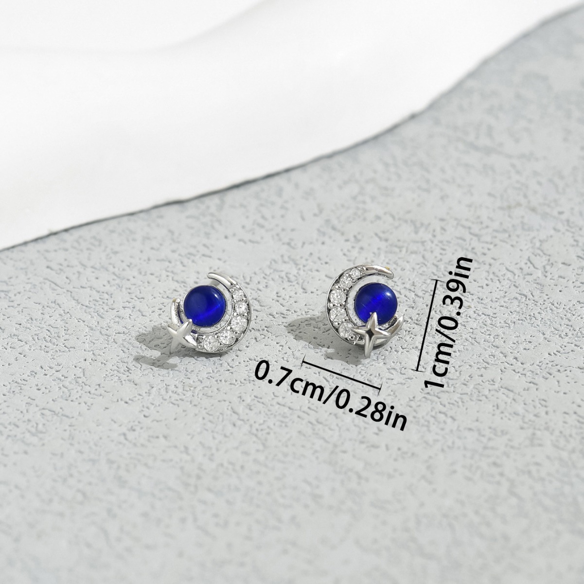 Sweet Japanese And Korean Style Simple Women's Crescent Moon Mango Star Inlaid Zircon Stud Earrings High-End Feel