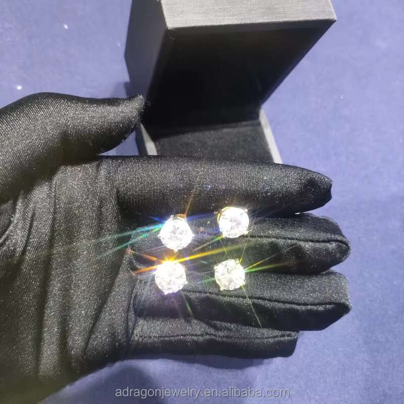 High Quality 925 Sterling Silver Earrings 9mm 10mm 3ct 4 Ct D Color VVS Moissanite Stud Earrings for Men and Women