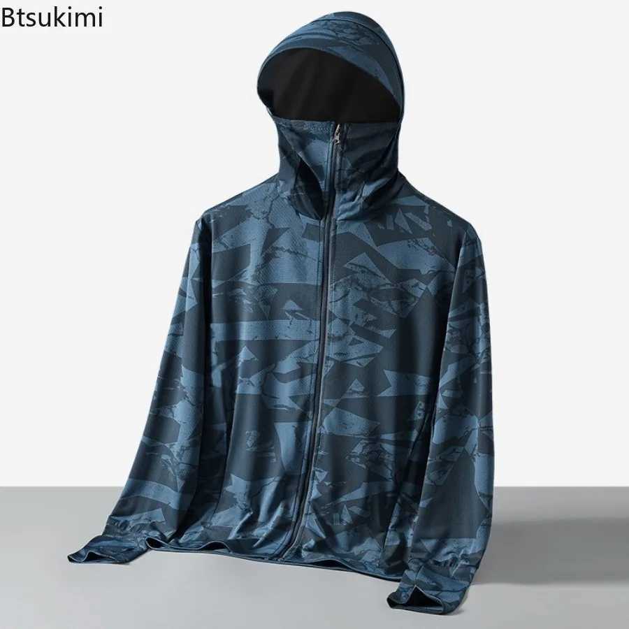 2025 New Mens Sun Protection Thin Jacket Summer Ice Silk Breathable Anti-UV Windbreaker Men Outdoor Hiking Fishing Hooded Coats W250623
