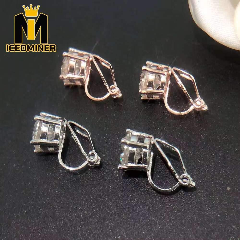 New Arrive Clip Earrings for Women Diamond Ear Studs Men High-End Jewelry Pass Tester S925 Silver Moissanite Clip Earrings