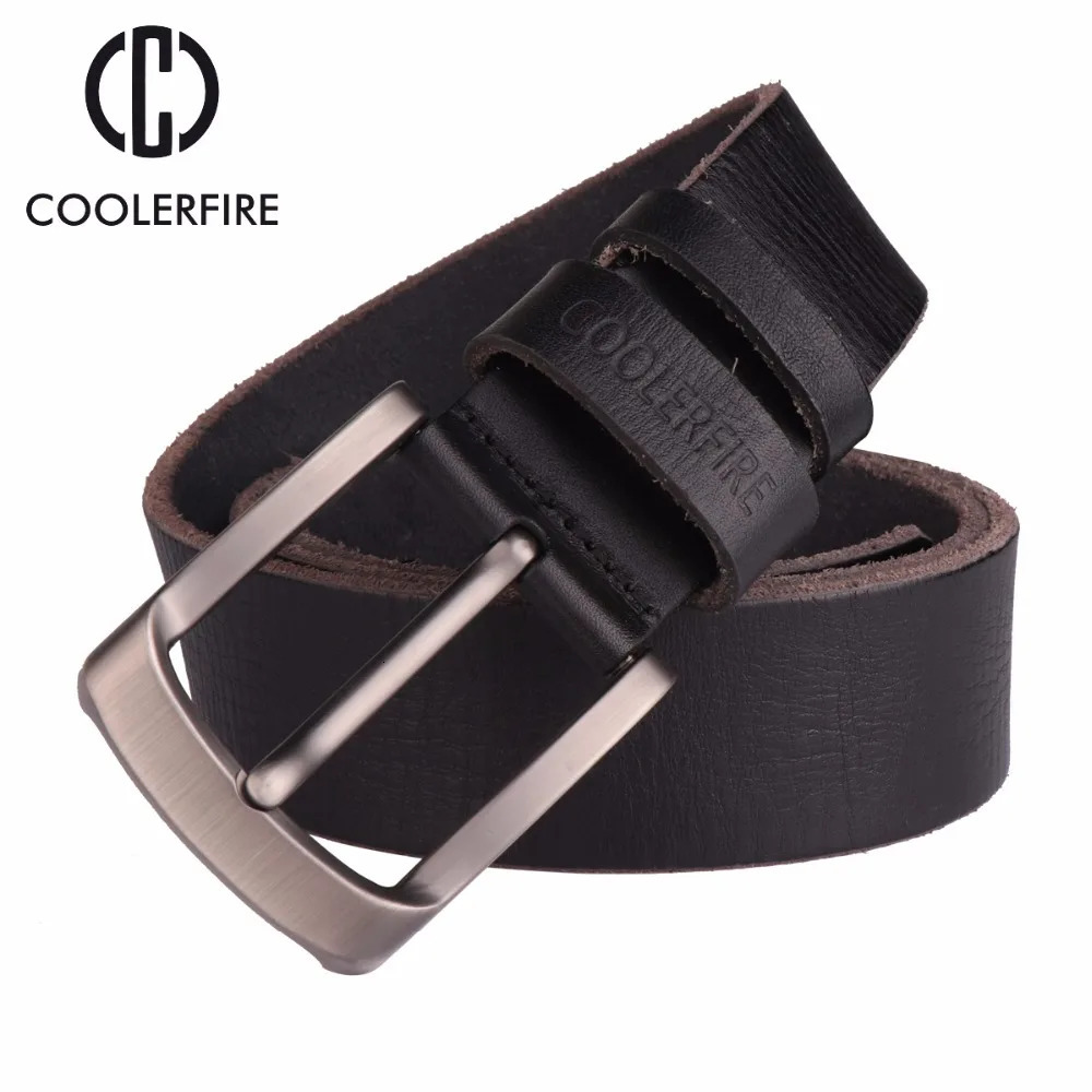 CCOOLERFIRE Men Belt Full Grain 100% Real Genuine Cowskin Top Layer Leather Soft Jeans Cowhide Belts For Men TM053 250618