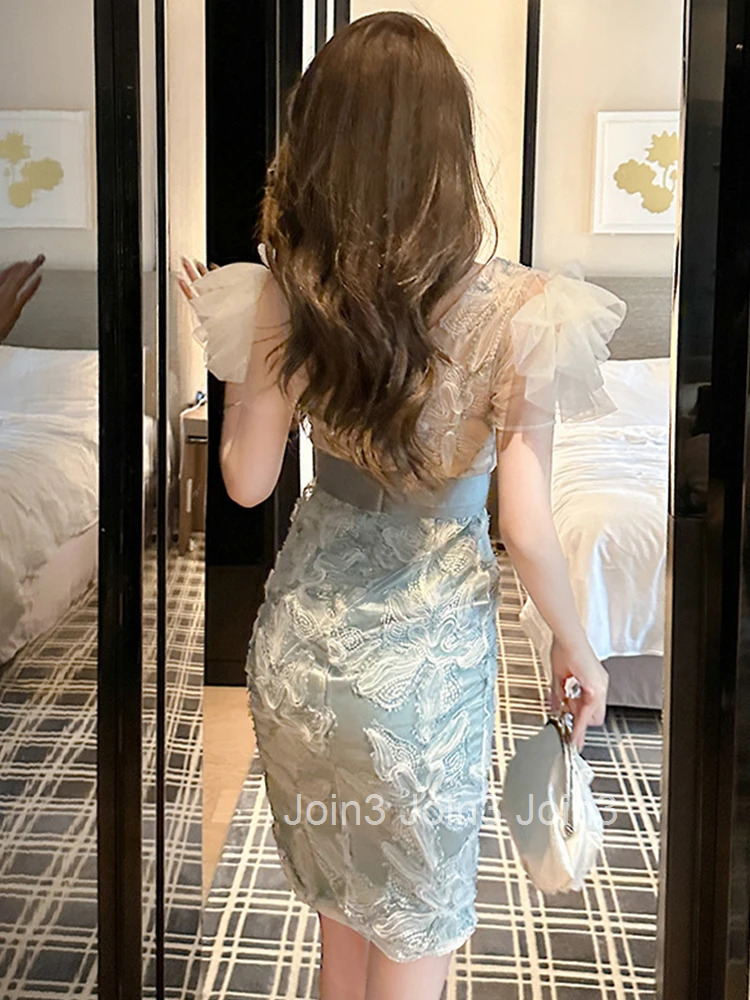 Fashion Summer Formal Occasion Short Pencil Dress Women Ladies Clothing Pretty Chic V-Neck Slim Mini Party Prom Mujer Vestidos