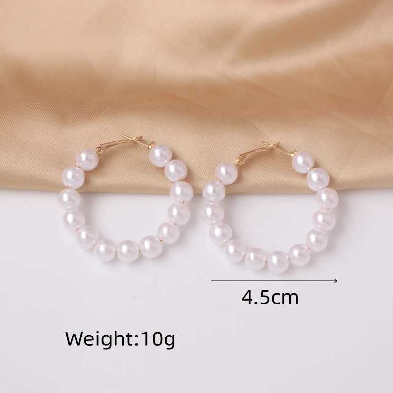 Simulated Pearl Hoop Earrings for Women Temperament Simple Round Circle Hanging Ear Fashion Wedding Jewelry Valentines Day XJ250623