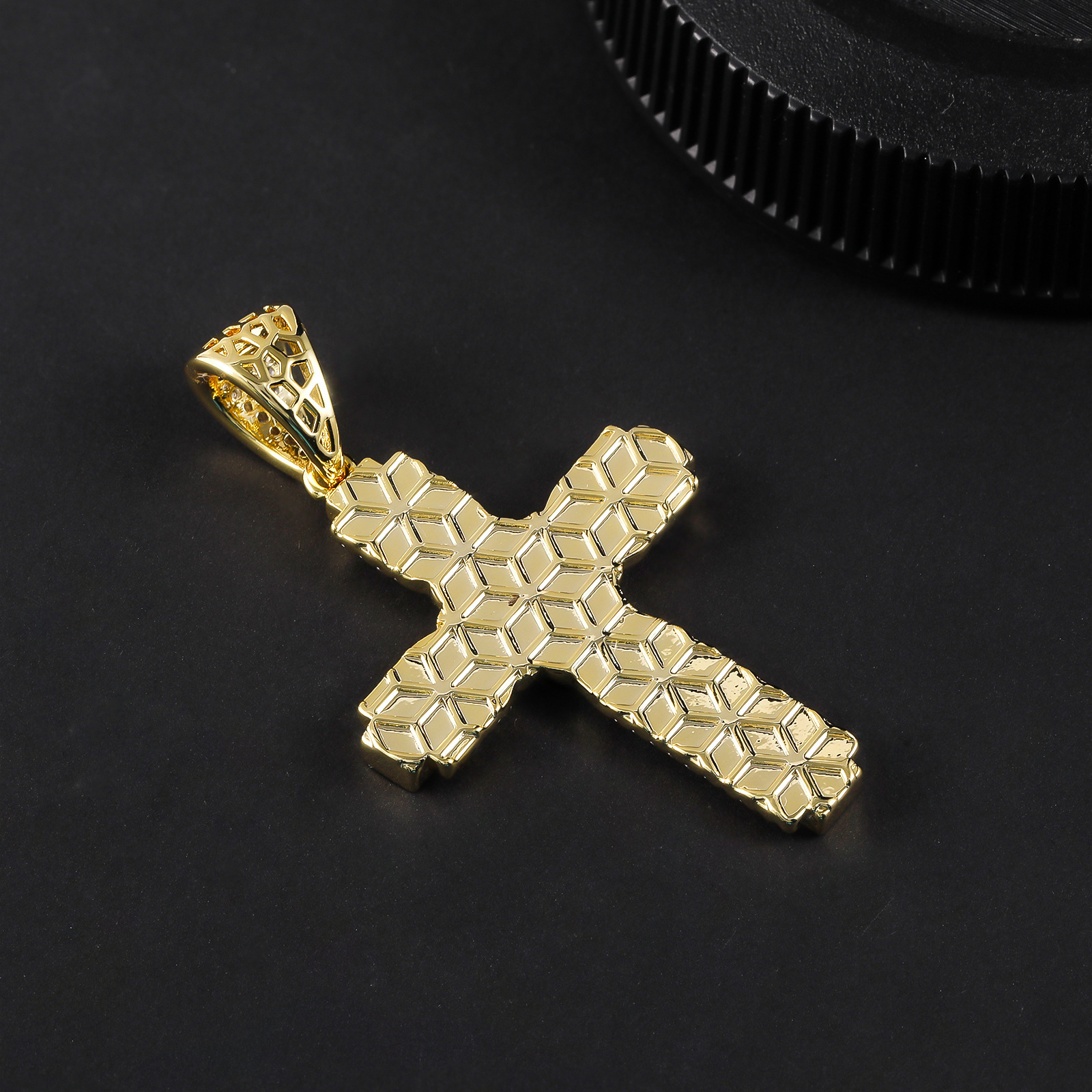 Luxury Jewelry Diamond set Full - Diamond Cross Pendant Necklace Unisex Hip Hop Moissanite Chain