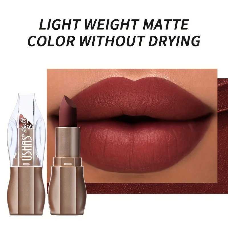 USHAS 12 Color Matte Lipstick Easy-coloring Sexy Nude Velvet Lipsticks Halloween Red Brown Moisturizing Lip Makeup Christmas XJ250623