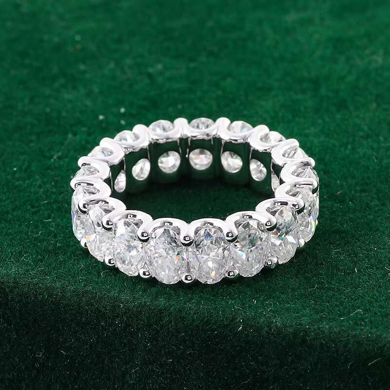 10k 14k 18K White Gold Eternity Ring Wedding Gemstone Band Ring Fine Jewelry Women Oval Cut Moissanite Diamond Ring