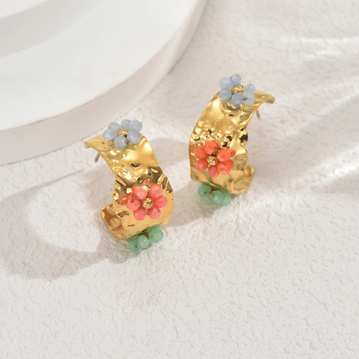 Trendy Women's Earrings with Unique Flower Design and Zircon Inlay, Stud Earrings, Ear Jewelry for Women