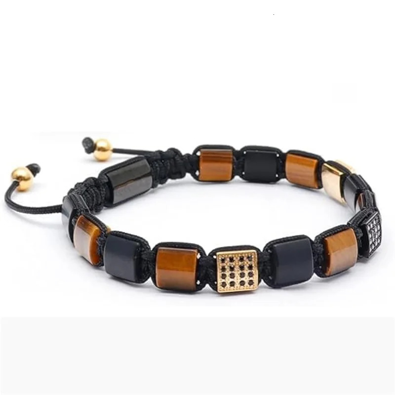 Natural Healing Stone Tiger Eye Crystal Bracelets for Men Hematite Protection Mens Bracelet Flat Beads Bracelet Jewelry250616