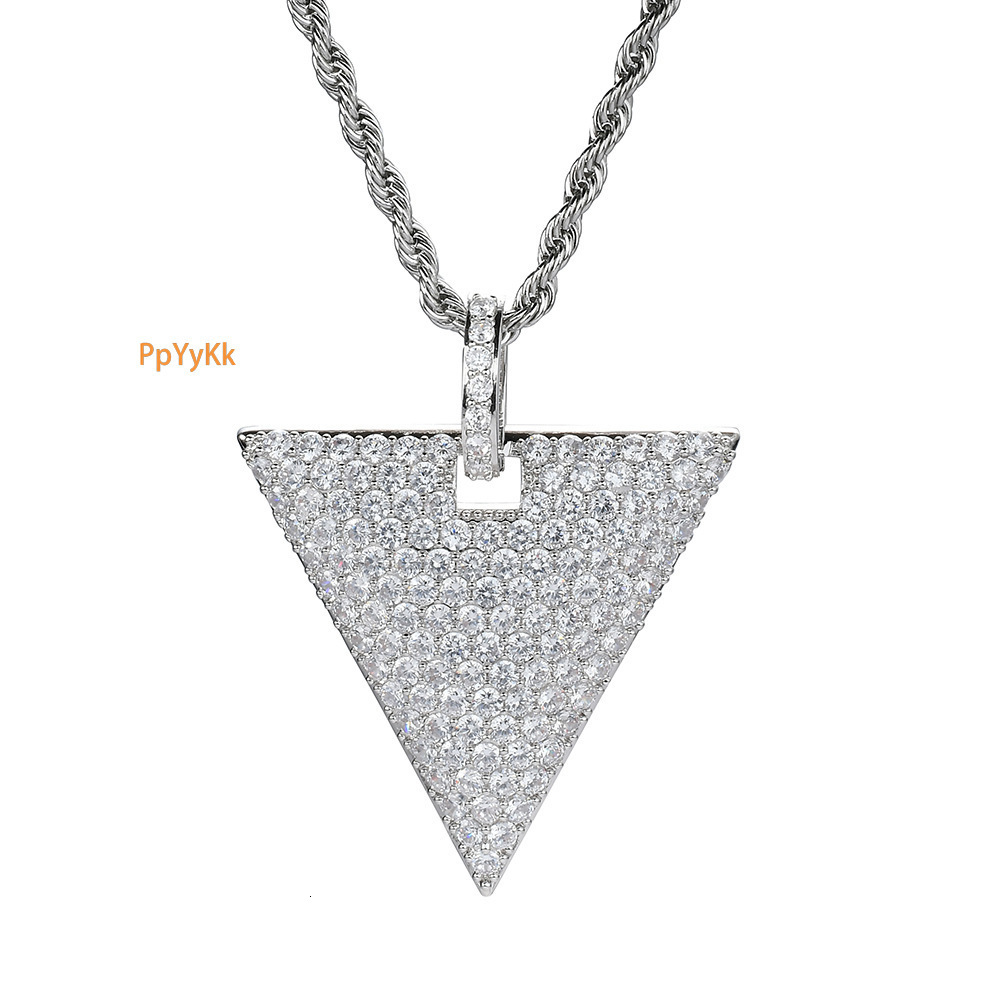 Hip Hop Men Triangle Diamond Inlaid Trendy Brand Geometric Moissanite Statement Pendant Pass the diamond tester