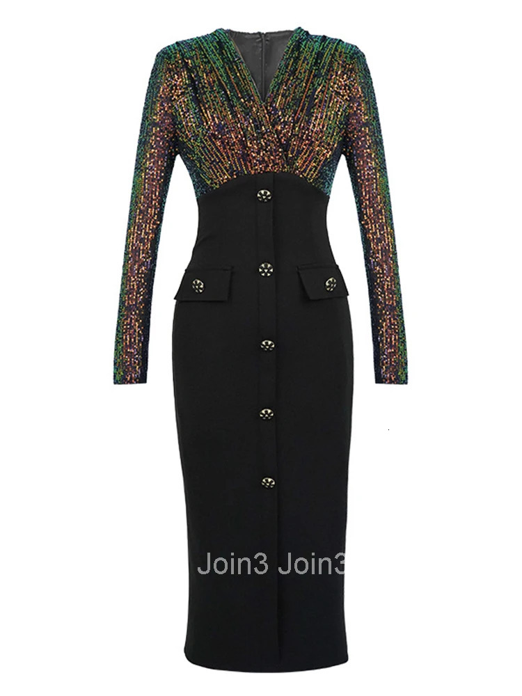 New Fashion Spring Formal Occasion Sequin Evening Long Dresses Women Business V-Neck Skinny Party Dress Robe Femme Mujer Vestido
