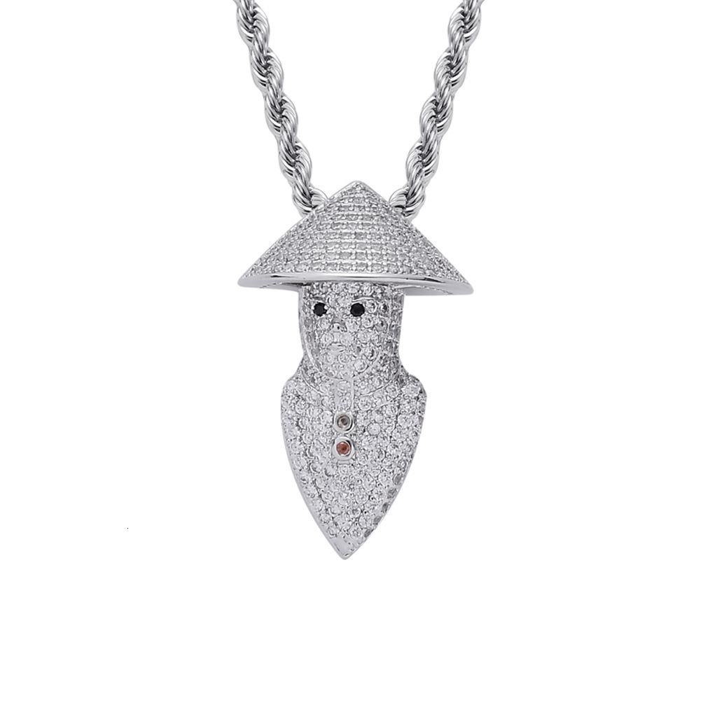 Luxury Necklace Rice Hat Scarecrow Pendant Unique Iced Out Hip Hop Trendy Brand Pendant Moissanite Necklace Pass the diamond tester