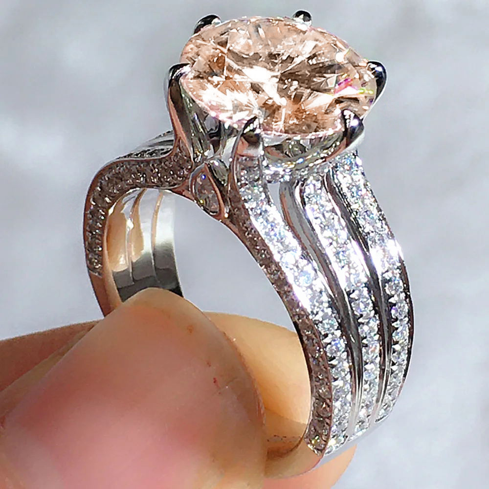 2025 Choucong Sparkling Wedding Rings Luxury Jewelry 925 Sterling Silver Fill Large Round Cut White Topaz CZ Diamond Gemstones Party Women Bridal Ring
