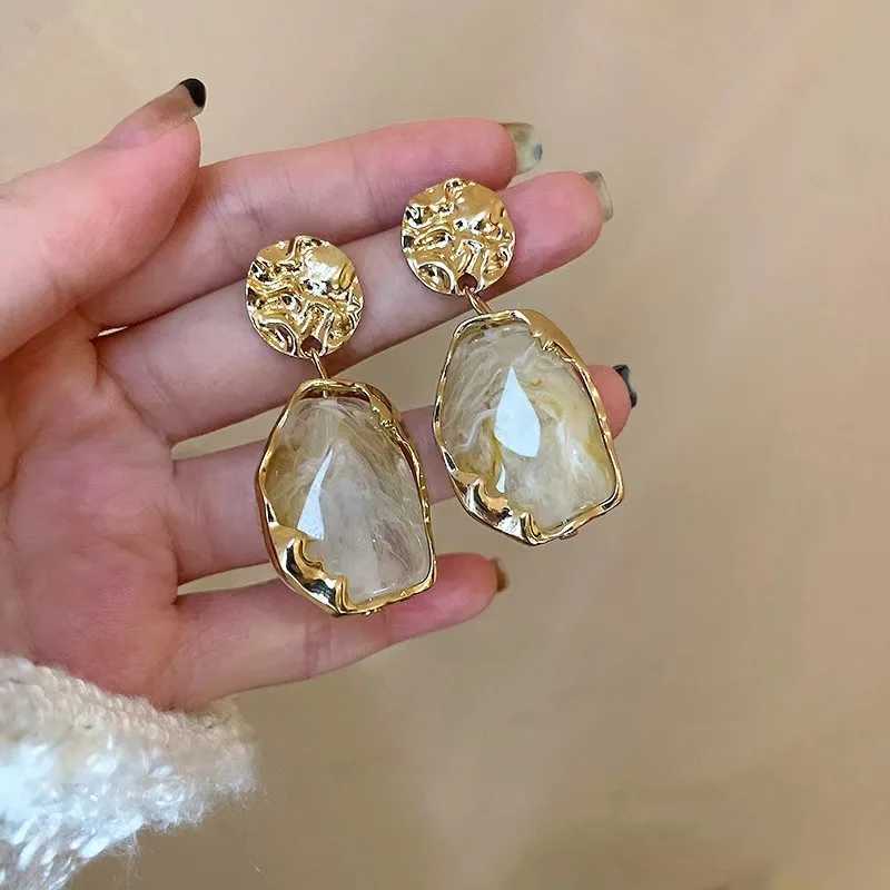 925 Silver Needle Fashion Pendant Earrings Trend Vintage Geometry Acrylic Earrings for Women 2023 Korean Bohemia Jewelry Gift XJ250623