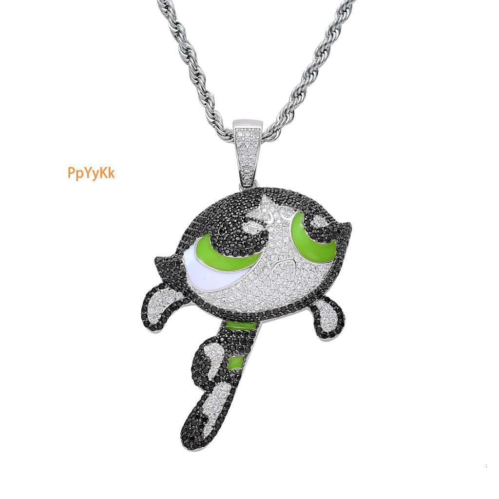 Luxury Moissanite Jewelry Hip Hop Necklace The Powerpuff Girls Cartoon Pendant Unique Street Punk Iced Out Necklace Pass the diamond tester