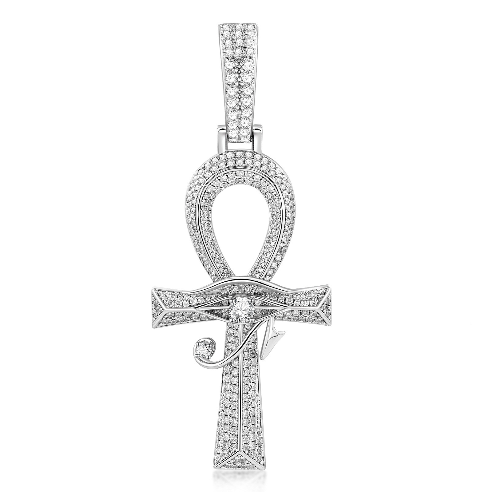 Best Seller Full Iced Out Classic Egyptian Cross Pendant Hip Hop Luxury Moissanite Statement Necklace Pass the diamond tester