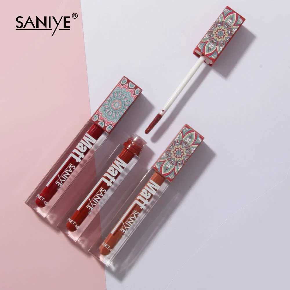 SANIYE Brand Makeup Nude Lip Gloss Waterproof Liquid Matte Lipstick Long Lasting 4g Quick Dry Red Lip Gloss Cosmetics XJ250623