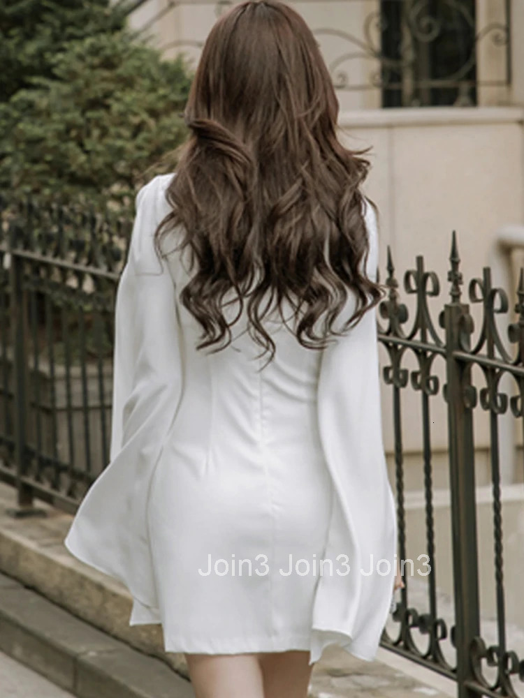 Korean Fashion Elegant Women Evening Dress Lady Chic White Casual V-Neck Slim Mini Party Club Prom Femme Mujer Vestidos Summer