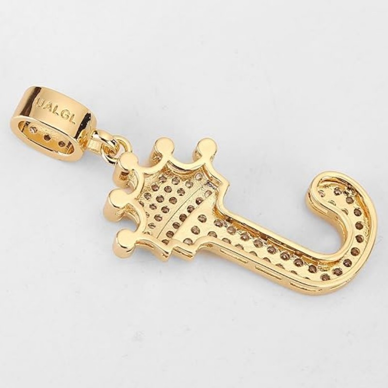 A-ZLetters Necklace Crown Necklace for Men Women 18K Gold Plated Letters Pendants with 23'' Chain Hip Hop Alphabet Name Jewelry Mom Gifts