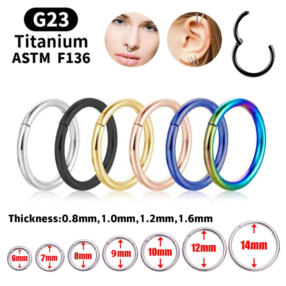 G23 Nose Rings Mixed Color Body Clips Hoop For Women Men Cartilage Piercing Jewelry Segment Lip Ear L Ring 250613