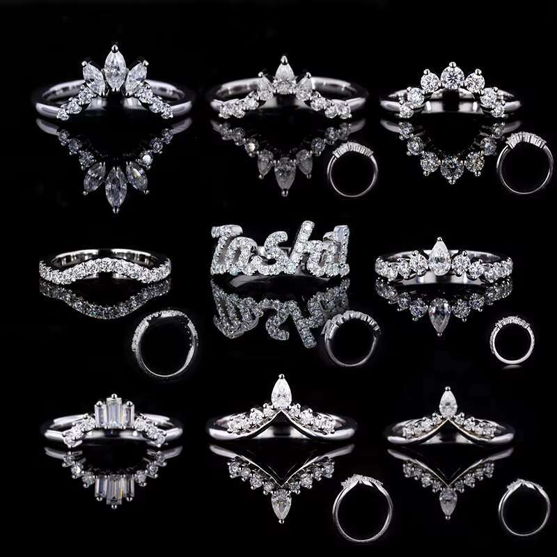 Starsgem Wholesale Custom Moissanite Gold Ring Mens Moissanite Ring Half Row Moissanite Diamond Ring