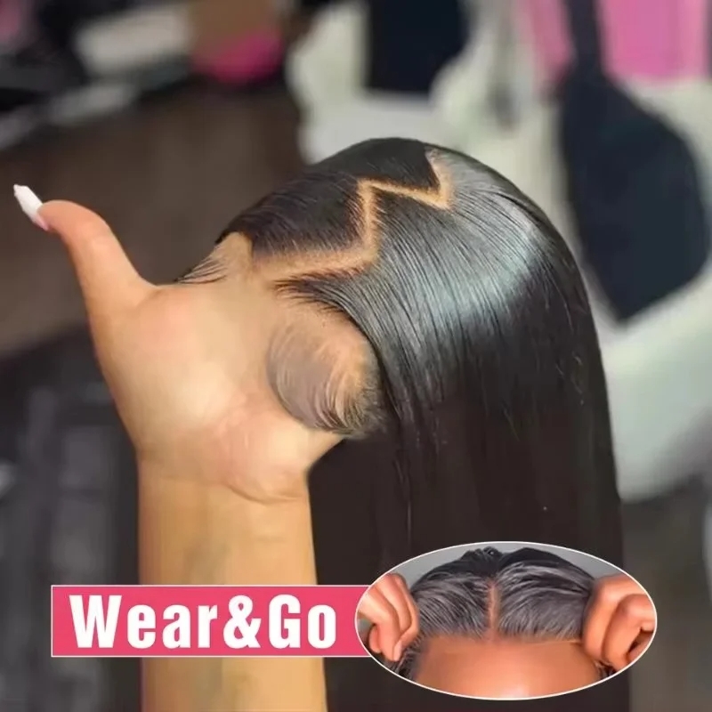 34 Inches Bone Straight 13x4 HD Transparent Lace Front Wigs 250 Density Brazilian Glueless Wigs Human Hair Ready To Wear Synthetic