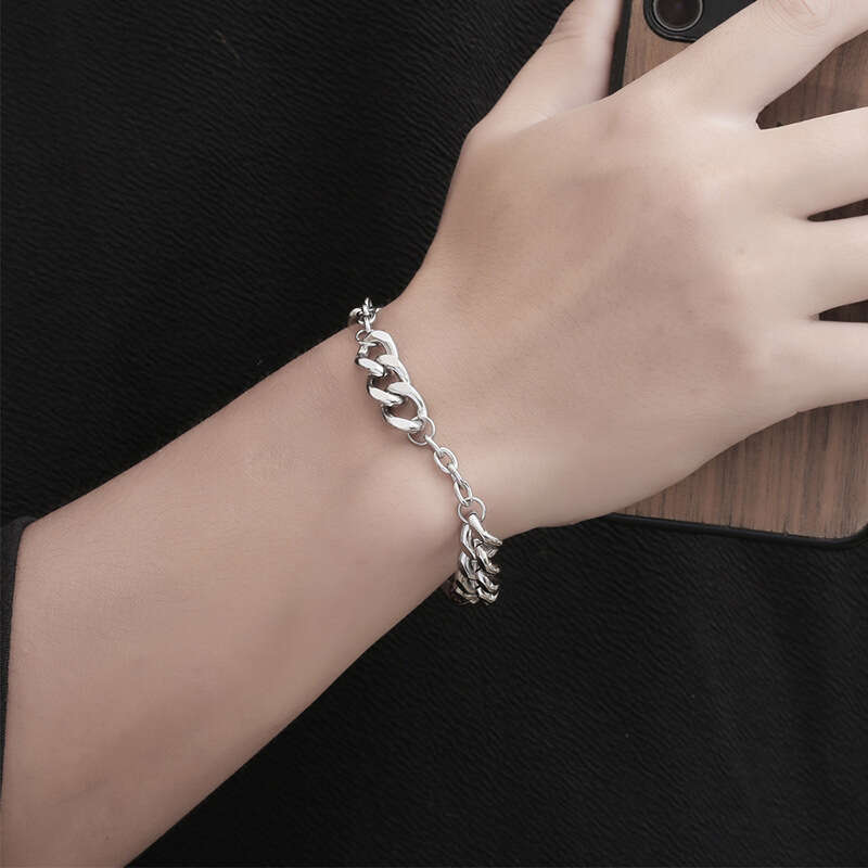 IMI Thick Chain Hip Hop Bracelet Unisex Patchwork Niche Design Trendy Men and Women Cuban Hand Jewelry YL481