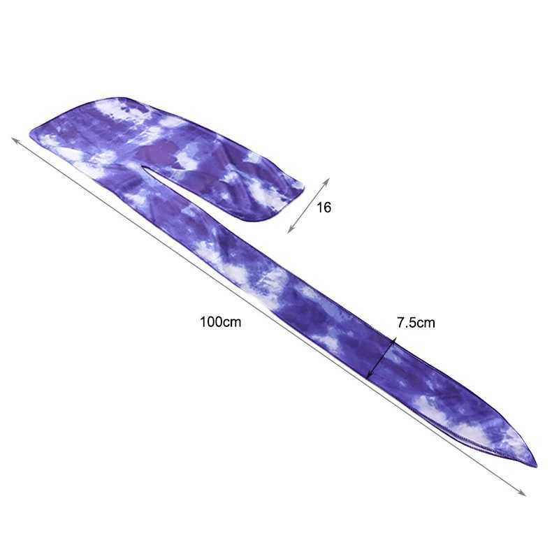 New Dyed Silky Durag Bandana With Long Tail And Wide Strap Colorful Durag Cap Shower Cap For Men And Women M250623