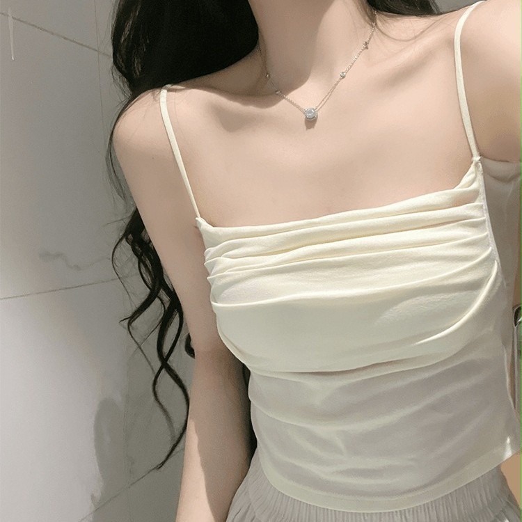 Fashionable Womens Strapless Halter Top Bralette - Pleat Design One-Piece with Breast Pads