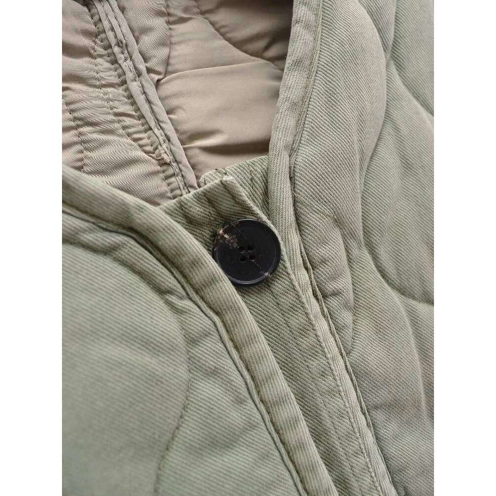 Women's Loose Quilted Jacket Warm O-neck Front Pockets Single Breasted Asymmetric Hem Solid Overcoat Fall Winter New Chic Coat
