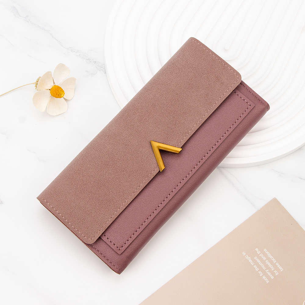 Free Shipping 2025 New Designer Bag New Korean Style Women's Wallet Long V-shaped Buckle Wallet Women's Clutch Coin Card Holder
