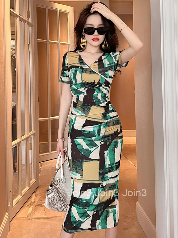 Elegant Office Women Dress Vintage Casual Folds Bodycon Skinny Midi Party Beach Street Lady Stretchy Robe Femme Mujer Vestidos
